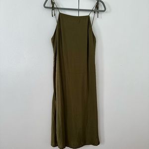 Olive Green Silk Tie Slip Dress
